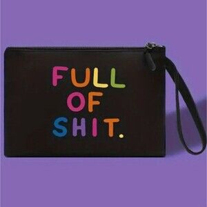 Black with rainbow letters Full of s*it make up bag funny gift
